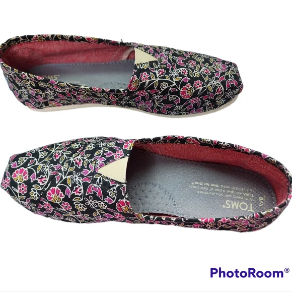 Toms canvas slip-on shoes floral soft comfortable size 8 nwt - Picture 4 of 14